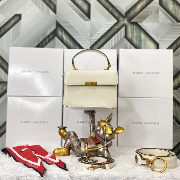 Marc Jacobs The Down Town White Bag With Box & Accessories