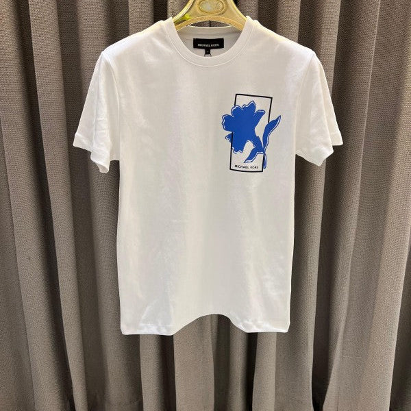 Michael Kors Chest Logo Back Full Print Round Neck T-shirt White