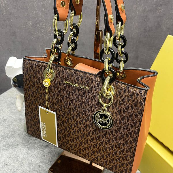 Michael Kors Cynthia Signature Bag With OG Box & Dust Bag 2001 Coffee brown