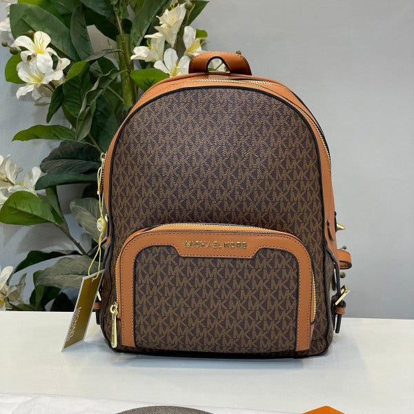 Michael Kors Double Zipper Backpack With Dust Bag (22M07 Coffee Brown)