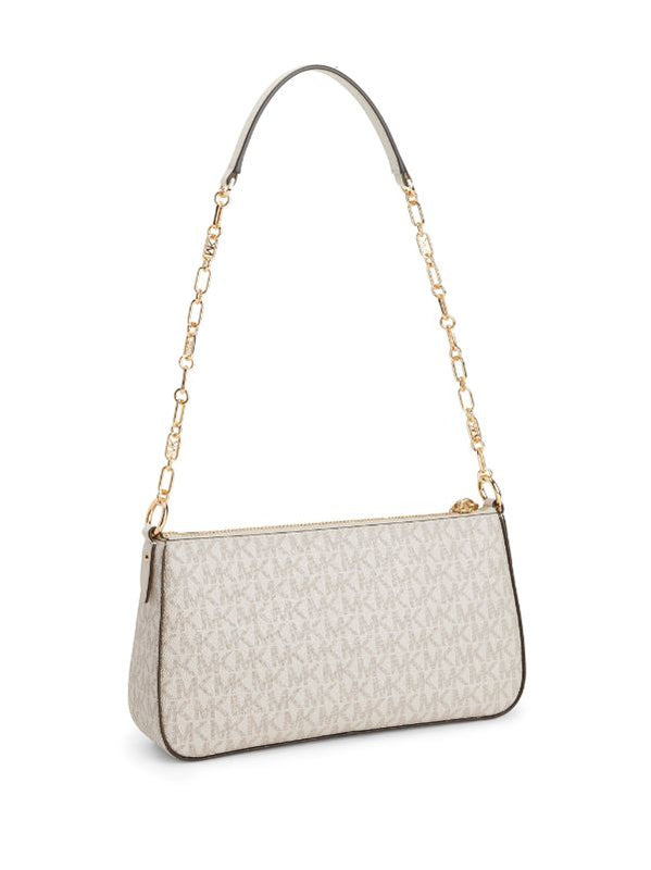 Michael Kors Empire Medium Leather Chain-Link Pochette With Dust BagBeigeBrown
