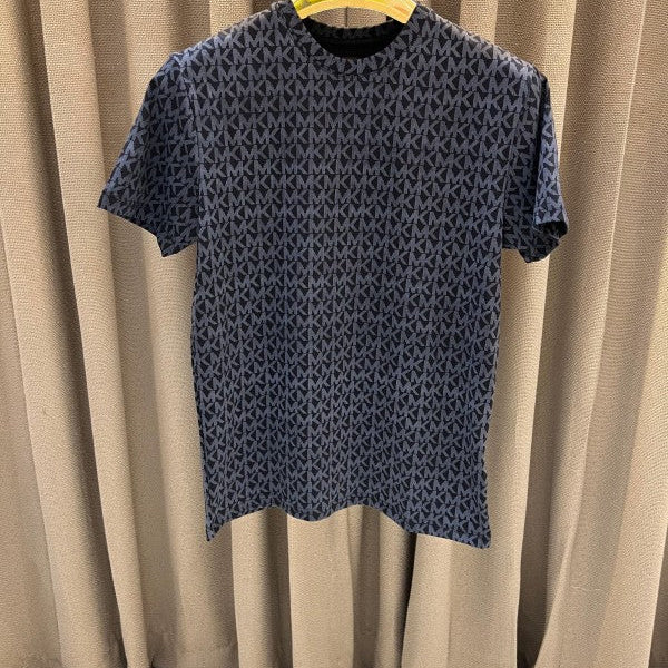 Michael Kors Full Monogram Round Neck T-shirt Navy Blue