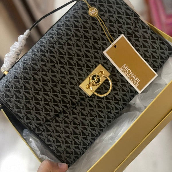 Michael Kors Hendrix Logo Cross-Body Bag With OG Box & Dust Bag (21009 Black)