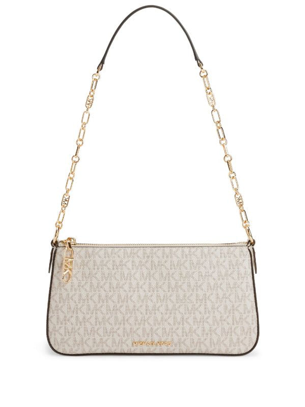 Michael Kors MK Empire Medium Leather Chain-Link Pochette - 9330 With Dust BagBeigeBrown