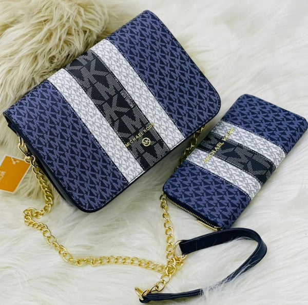 Michael Kors MK Flap Bag With Wallet and Original Box Packing Blue
