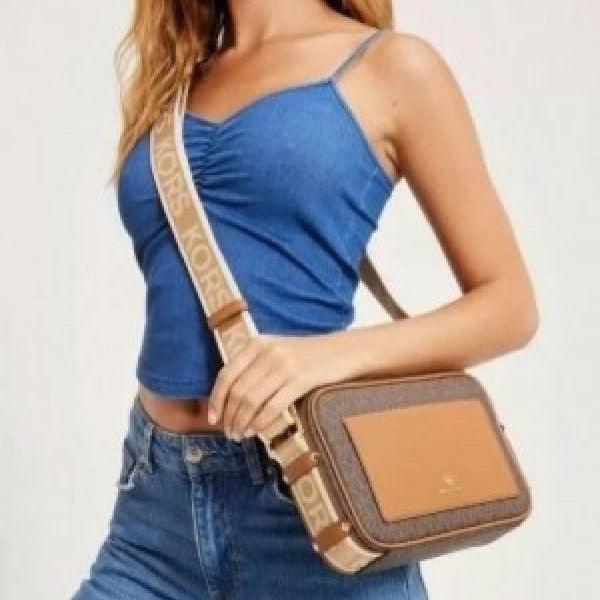 Michael Kors MK Logo Print MaeveCrossbody Bag With Dust Bag (CoffeeBrown-2318)