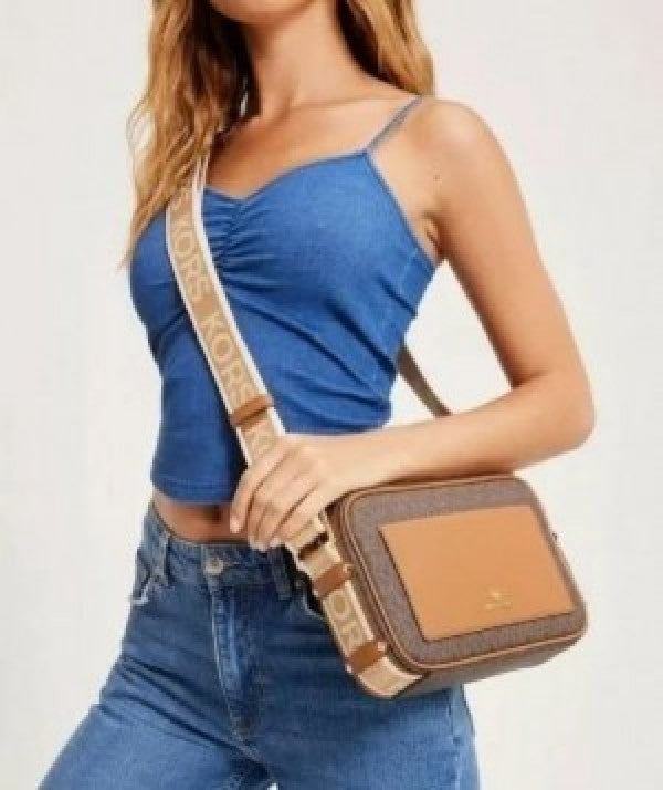 Michael Kors MK Logo Print MaeveCrossbody Bag With Dust Bag (CoffeeBrown-2318)