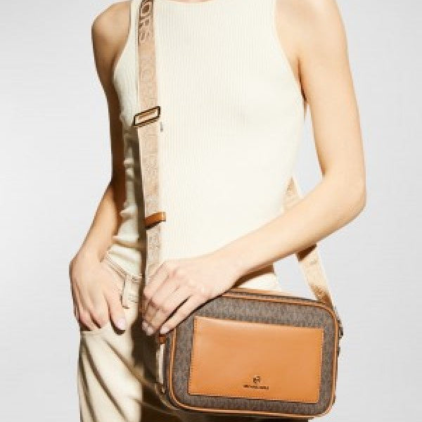 Michael Kors MK Logo Print Maeve Crossbody Bag With OG Box & Dust Bag (Brown - 111)