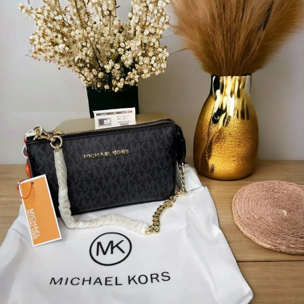 Michael Kors MK MD Chain Pouchette Bag With Dust Bag (Black - 578)