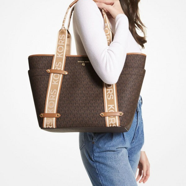 Michael Kors MK Maeve Tote Bag With Dust Bag & Sling Belt (Brown - 183)
