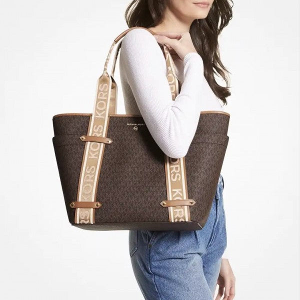 Michael Kors MK Maeve monogram-print tote bag With Dust Bag (CoffeeBrown)