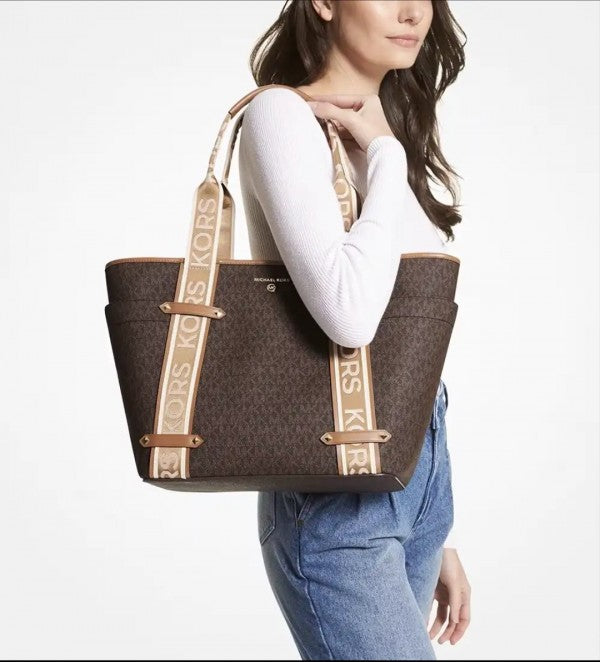 Michael Kors MK Maeve monogram-print tote bag With Dust Bag (CoffeeBrown)