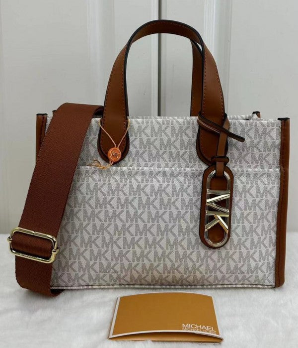 Michael Kors MK Small Gigi Tote Bag With Dust Bag - M5920-1 Cream brown