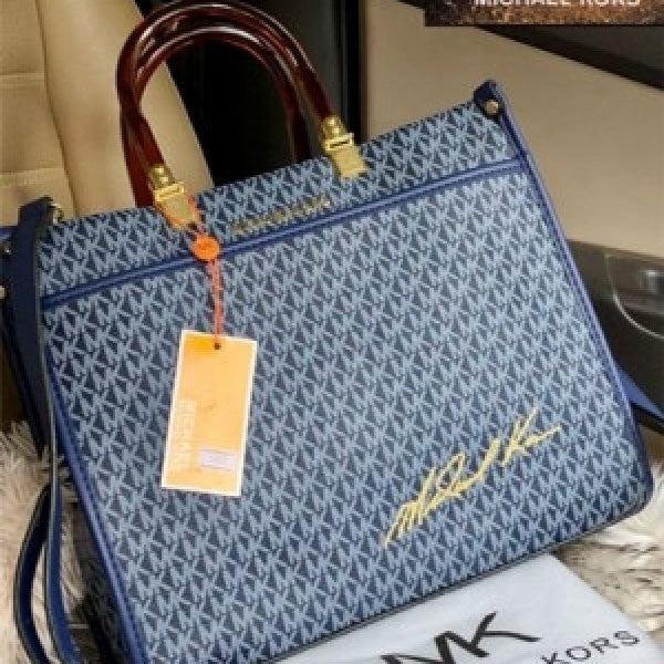 Michael Kors MK Top Handle Tote Bag (Blue)
