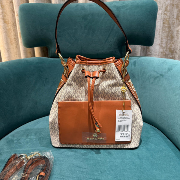 Michael Kors Maeve Medium Bucket Bag With Dust Bag Beige Brown 100829