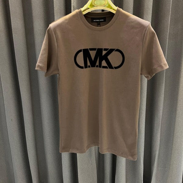 Michael Kors Middle Brand Logo Print Round Neck T-shirt Dark Brown