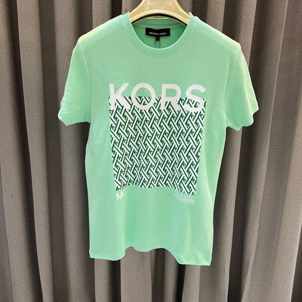Michael Kors Middle Brand Logo Print Round Neck T-shirt Green