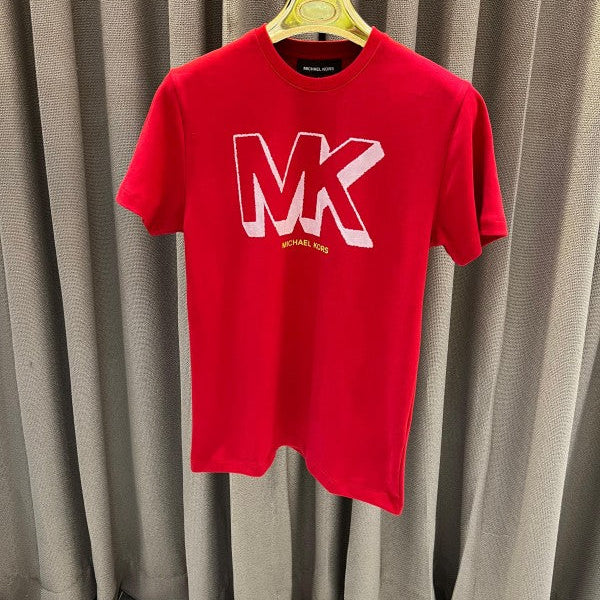 Michael Kors Middle Brand Logo Print Round Neck T-shirt Red