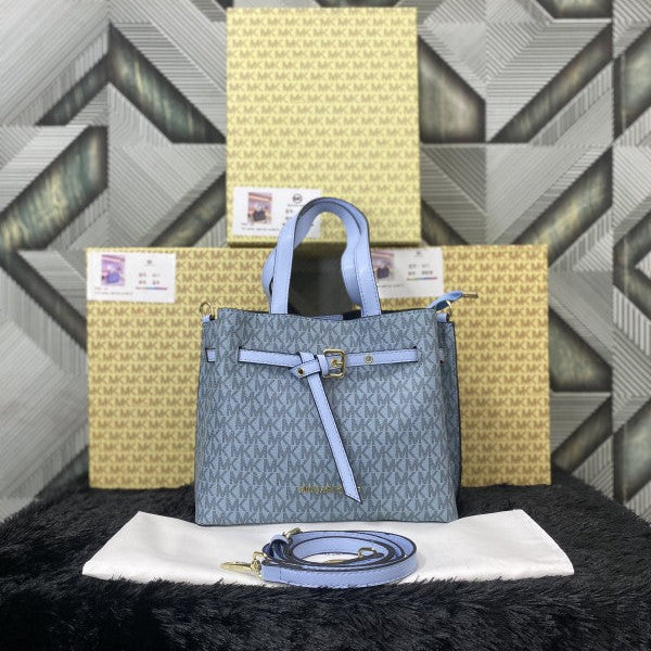 Michael Kors Signature Emilia Blue Shoulder Bag With Premium Box Packaging & Accessories (8611)