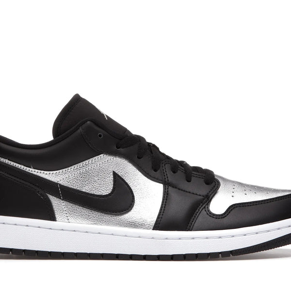 Nike Air Jordan 1 Low Black Metallic Silver Shoes