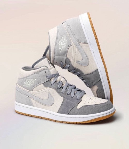 Nike Air Jordan 1 Mid Coconut Milk Particle Grey Semi UA Quality Shoes