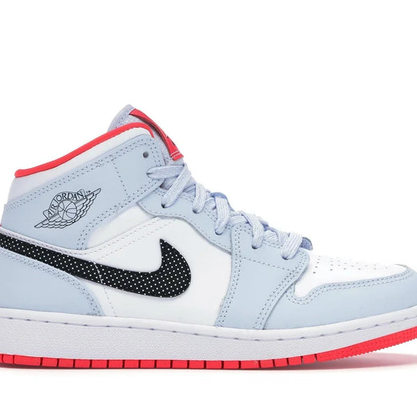 Nike Air Jordan 1 Mid Half Blue Polka Dot Swoosh Shoes