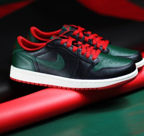 Nike Air Jordan 1 Retro Low OG Black Gorge Green Varsity Red Shoes