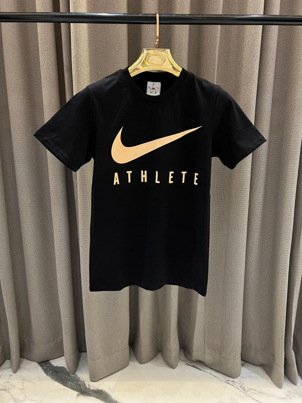 Nike Athlete Brand Print Round Neck T-Shirt Black