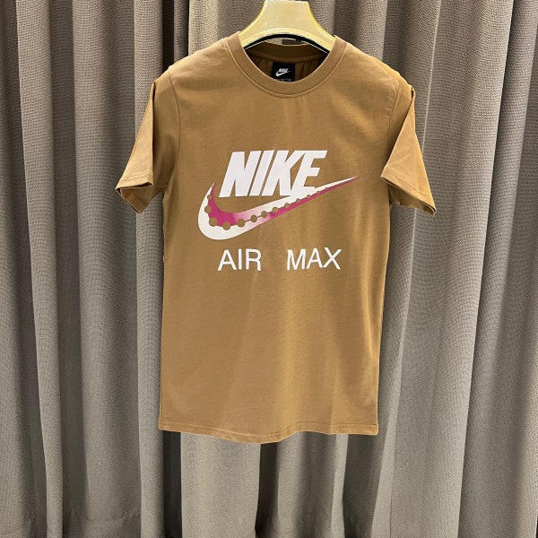 Nike Middle Brand Air Max Print Round Neck T-Shirt Coffee - Apparel