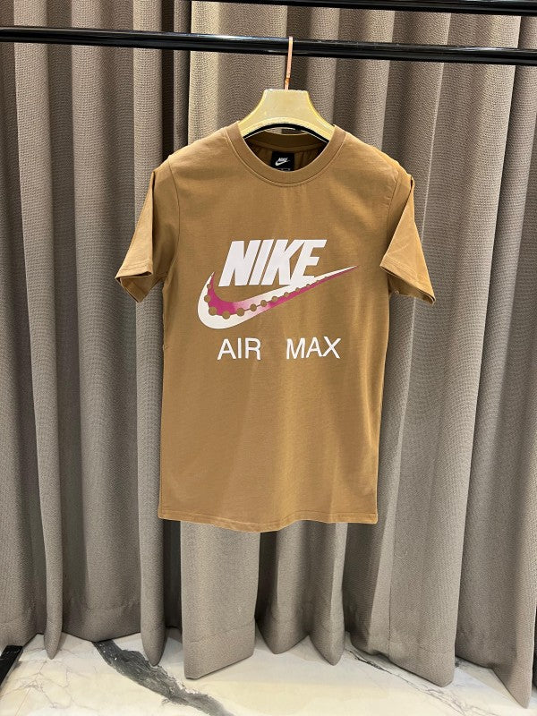 Nike Middle Brand Air Max Print Round Neck T-Shirt Coffee - Apparel