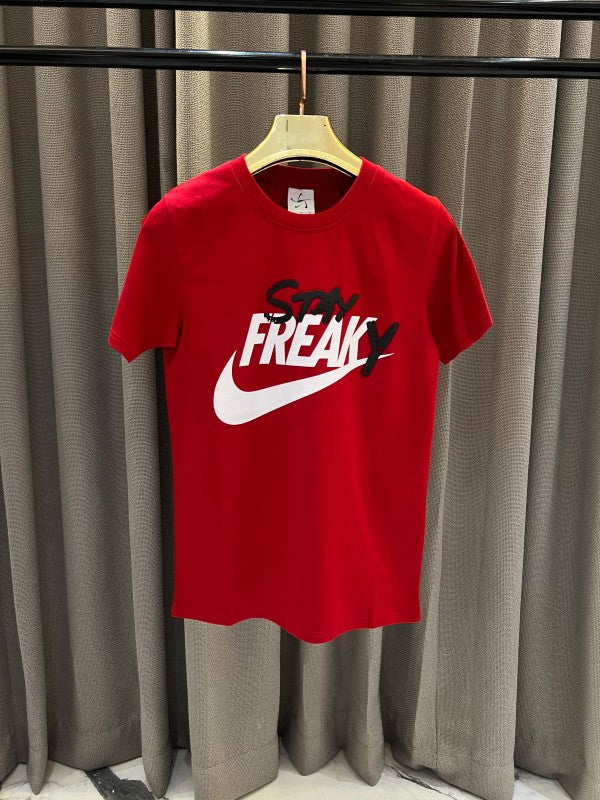 Nike Stay Freaky Print Round Neck T-Shirt Red 