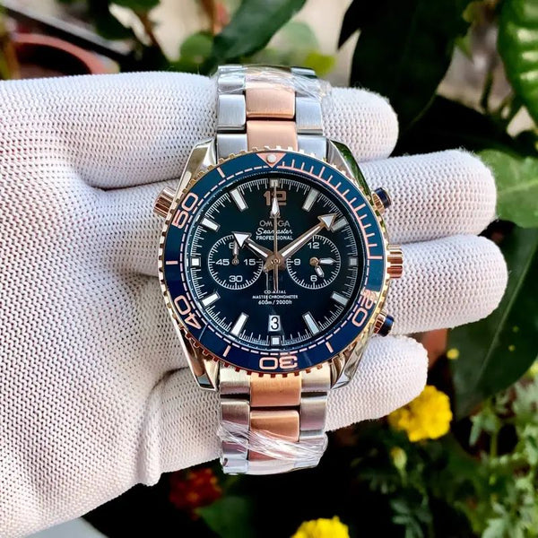 Omega Seamaster Planet Ocean Blue Chronograph Quartz – Watch (Blue Chronograph)