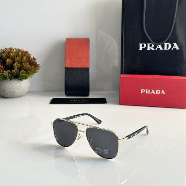 Prada 132 Gold Black Sunglasses