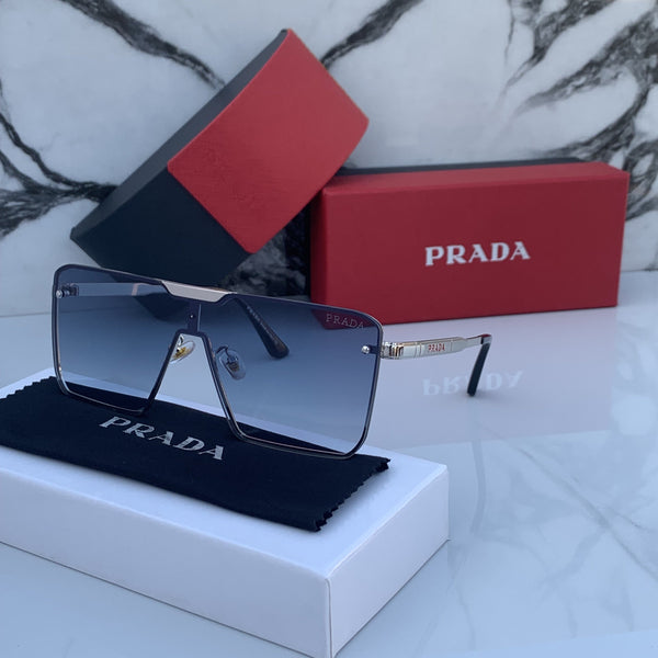 Prada 22409 Silver Blue Shaded Sunglasses