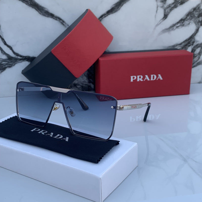 Prada 22409 Silver Blue Shaded Sunglasses