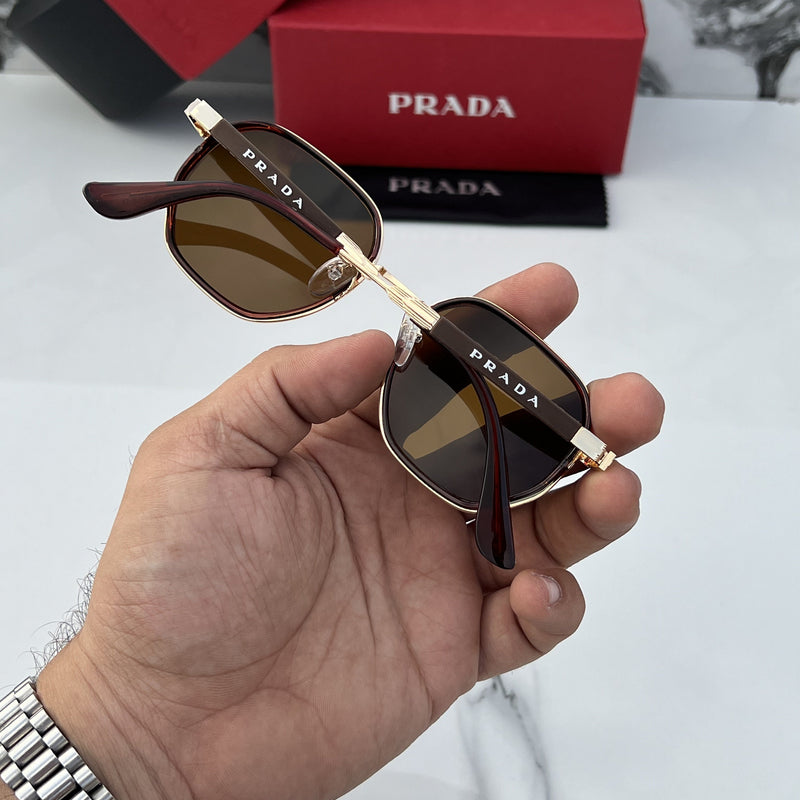 Prada 310 Gold Brown Sunglasses