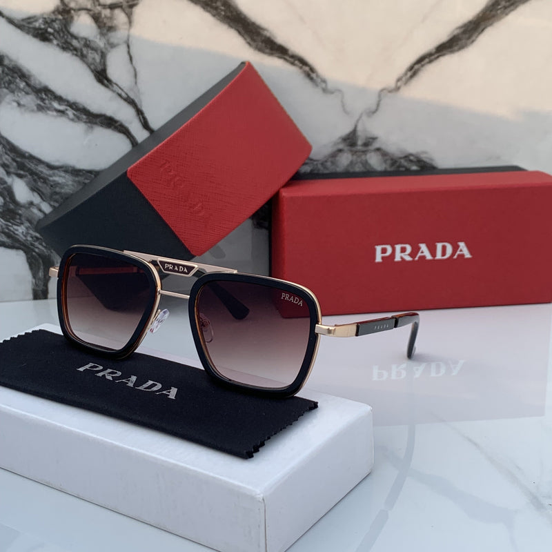 Prada 68805 Gold Brown Sunglasses