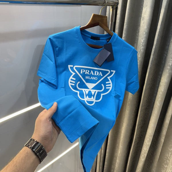Prada Milano Blue Printed Premium T-Shirt (Contemporary) Shirt