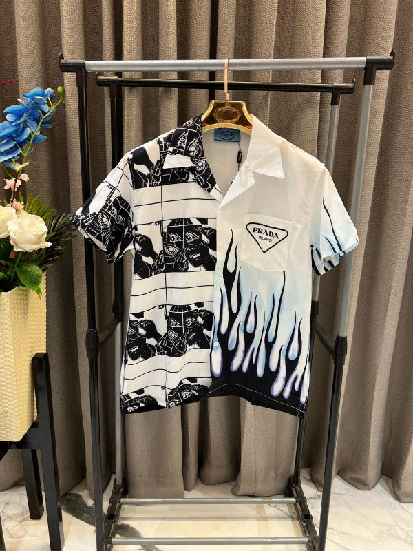 Prada Milano Fire Half Sleeves Shirt (Vibrant) Shirt
