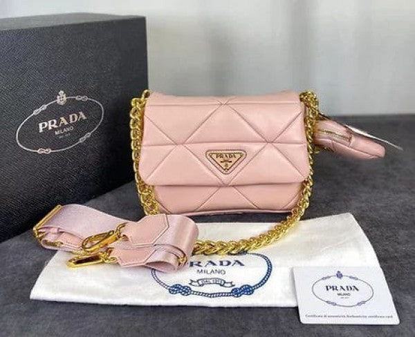 Prada System Nappa Leather Patchwork Bag With OG Box And Bills (Bold) Bag