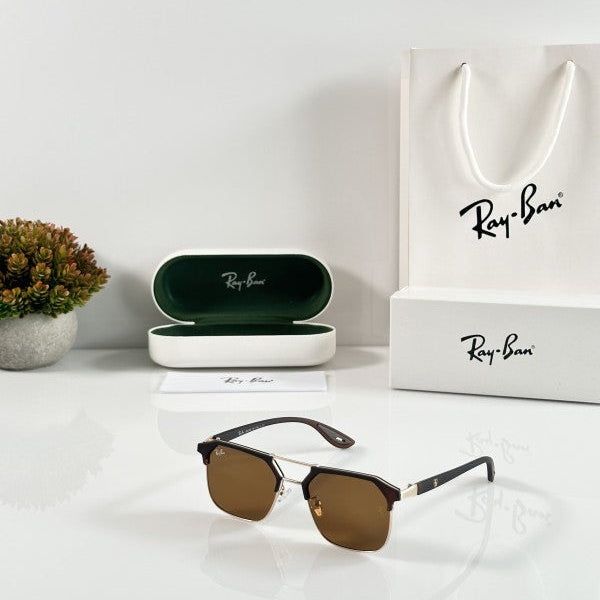 Ray-Ban 04 Gold Matte Brown Sunglasses