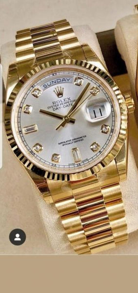 Rolex Oyster Perpetual 41 mm Diamond Full Gold And Ivory Dial 003 Watch