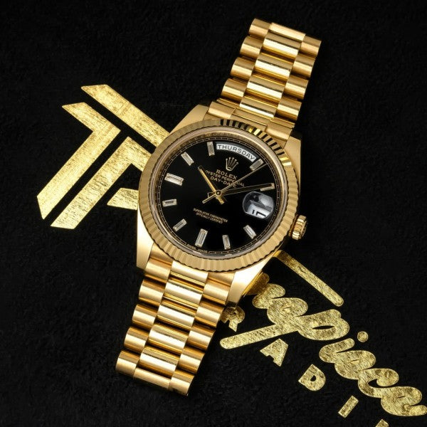 Rolex Oyster Perpetual Day Date Automatic Gold-Black Diamond Watch