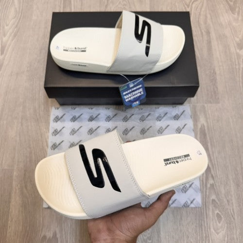 Skechers Hyper Burst Deriver Premium Beige Black Flip-Flop (Edition 1)