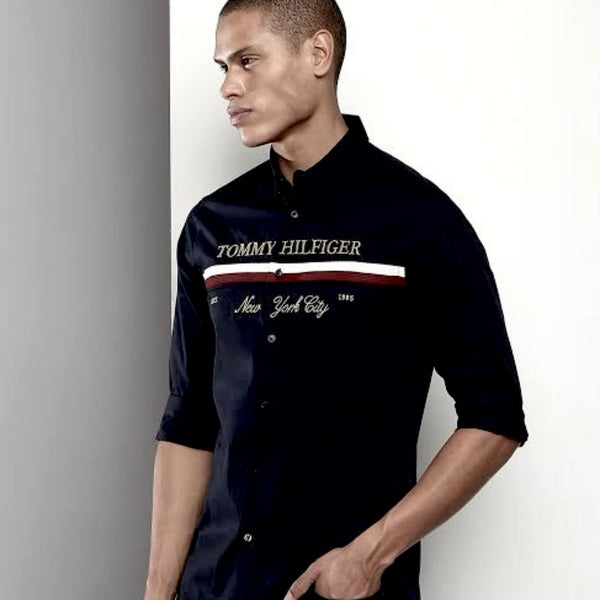 Tommy Hilfiger Imported Fabric Front Embroidery Very Premium Full Sleeves Shirt Shirt