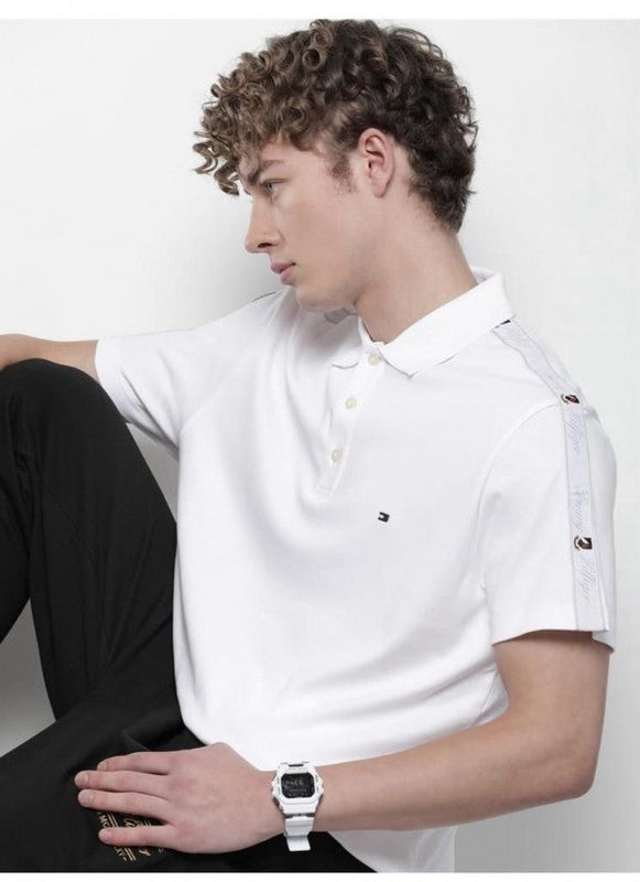 Tommy Hilfiger White Embroidery Logo Premium Classic Polo T-Shirt Shirt