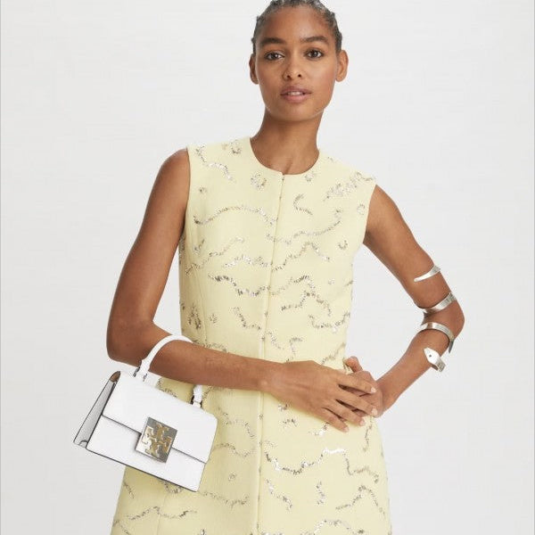 Tory Burch Bon Bon Spazzolato Mini Top Handle Bag Optic White Bag