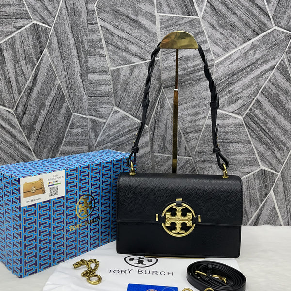 Tory Burch Miller Leather Shoulder Sling Bag With OG Box & Dust Bag Black TR626