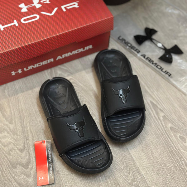 Under Armour Project Rock 3 All Black Premium Slides