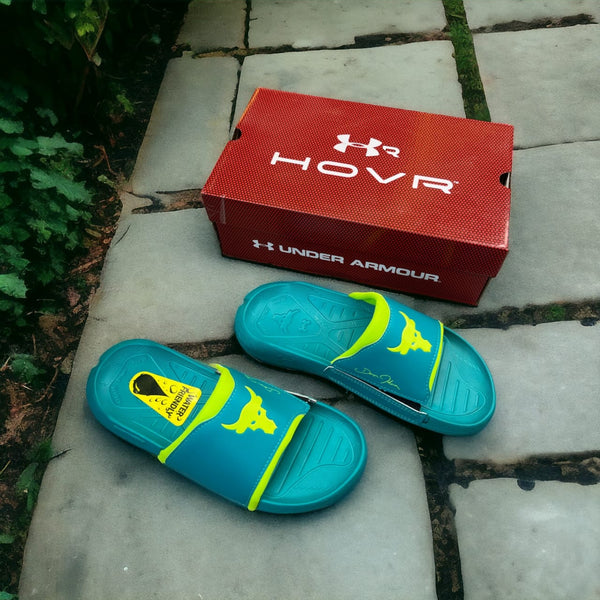Under Armour Project Rock Green Slides